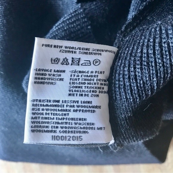 SAINT JAMES Sweater 100% Wool Men’s Black Stripe Turtleneck Woolmark - Picture 8 of 8